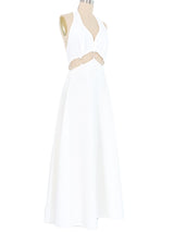 White Open Midriff Ring Accented Maxi Dress Dress arcadeshops.com