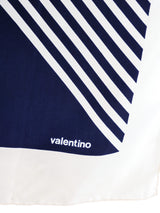Valentino Navy Striped Silk Scarf Accessory arcadeshops.com