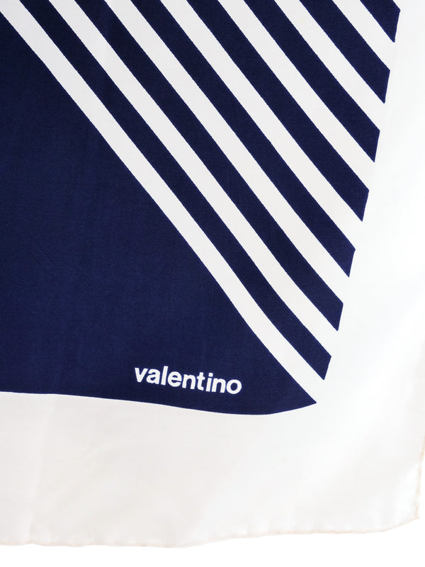 Valentino Navy Striped Silk Scarf Accessory arcadeshops.com