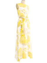 Irene Sargent Feather Applique Floral Chiffon Gown Dress arcadeshops.com