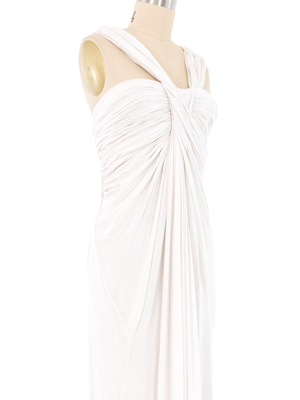 Donna Karan White Ruched Gown Dress arcadeshops.com