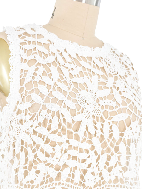 White Floral Crochet Tank Top Top arcadeshops.com