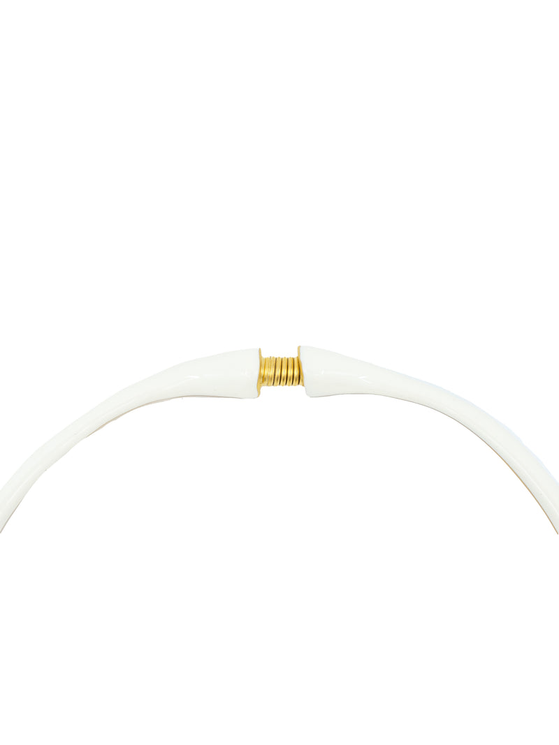 Kenneth Jay Lane Ivory Enamel Hinged Collar