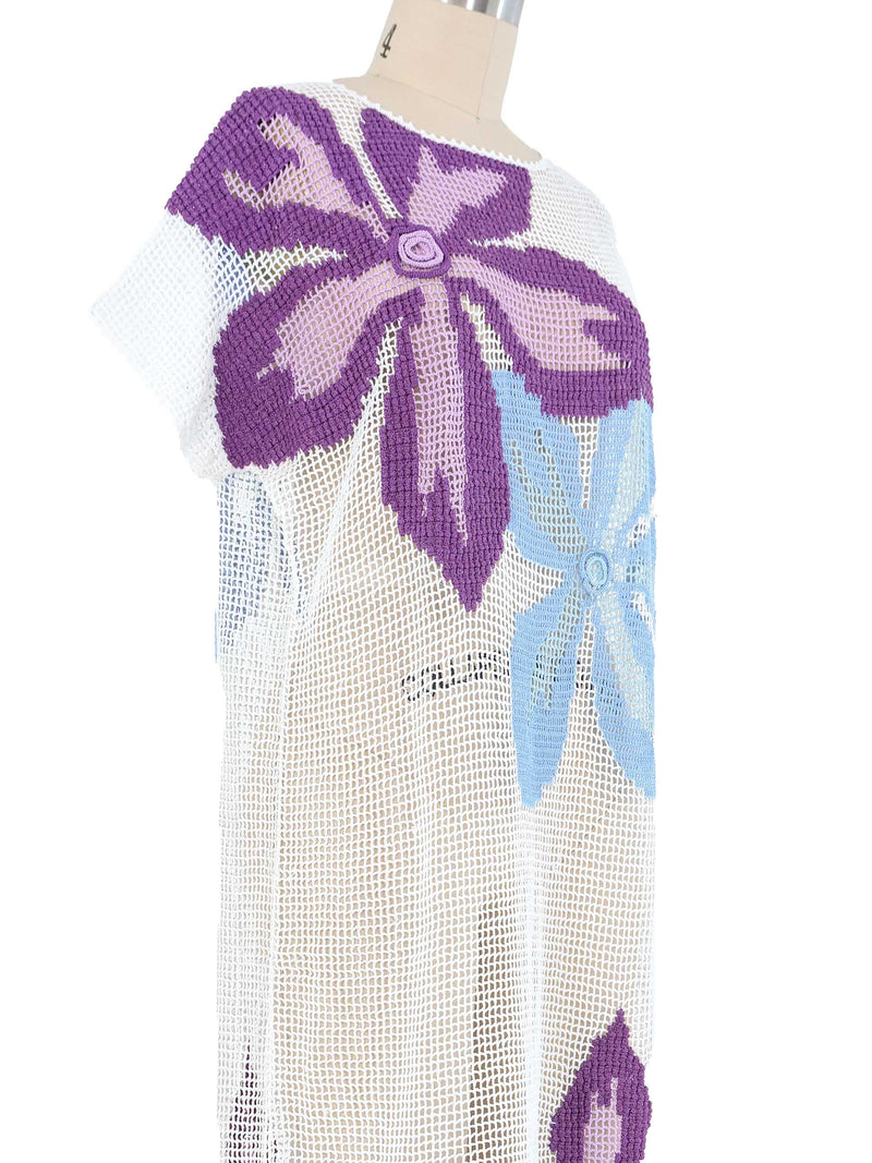White Crochet Floral Midi Dress Dress arcadeshops.com