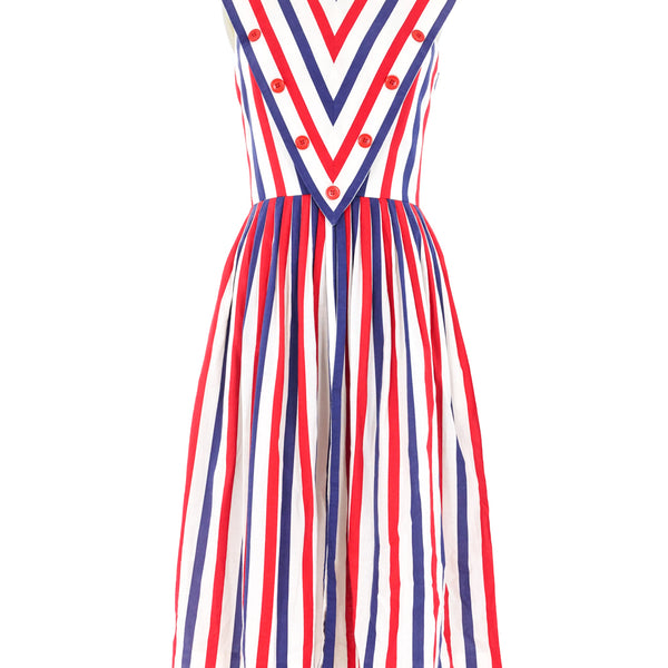 Victor Costa Red and Blue Stripe Dress
