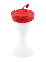 Red Raffia Pillbox Hat Accessory arcadeshops.com