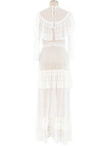 White Lace Ruffle Crochet Maxi Dress Dress arcadeshops.com