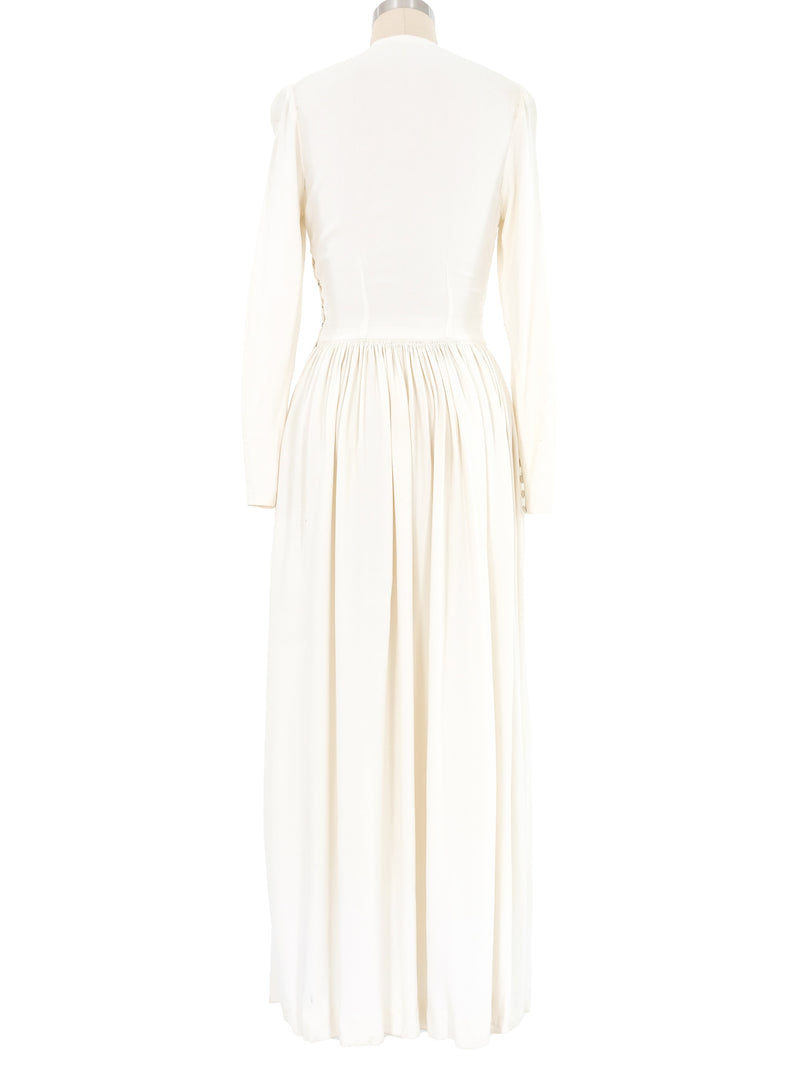 1940s Ivory Crepe Evening Gown Dress arcadeshops.com