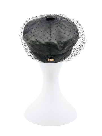 Christian Dior Black Leather Newsboy Beret Cap Hat s-l400.jpg main image 4