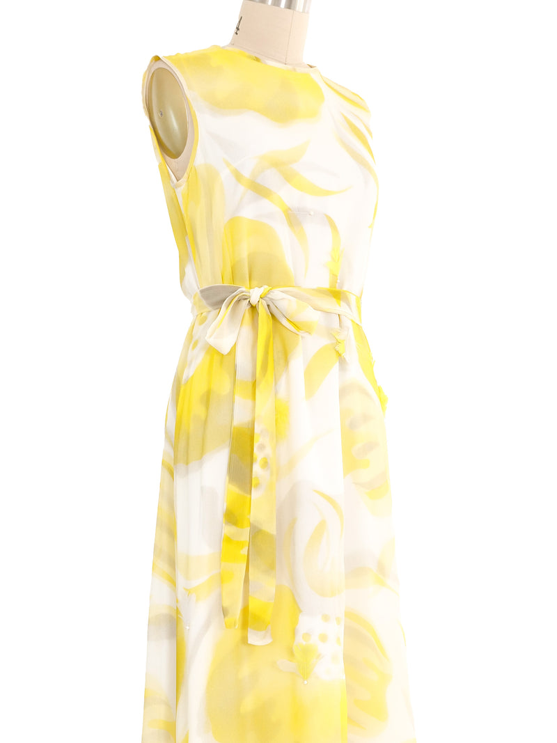 Irene Sargent Feather Applique Floral Chiffon Gown Dress arcadeshops.com