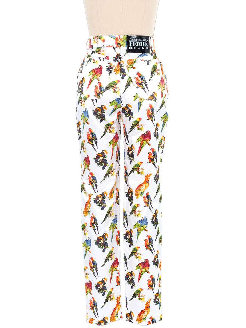 Gianfranco Ferre Satin Parrot Pants Bottom arcadeshops.com