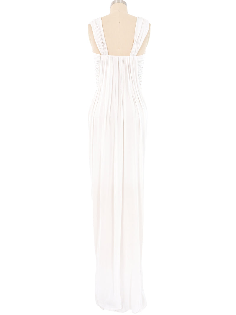 Donna Karan White Ruched Gown Dress arcadeshops.com