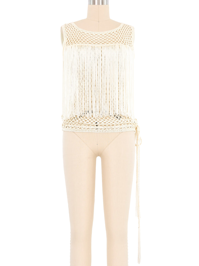 Valentino Fringed Crochet Top Top arcadeshops.com