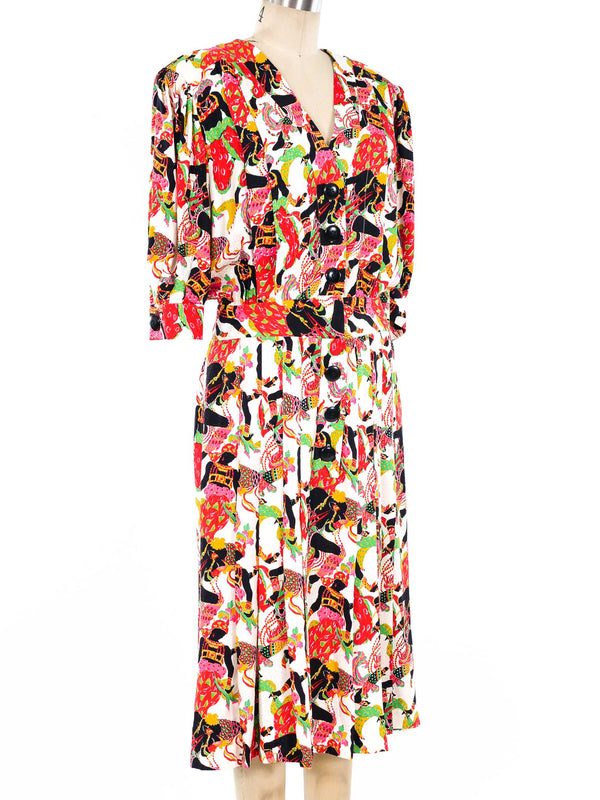 Yves Saint Laurent Leon Bakst Print Silk Dress Dress arcadeshops.com