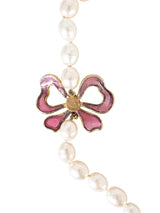 Chanel Gripoix Bow and Pearl Bead Necklace Jewelry arcadeshops.com