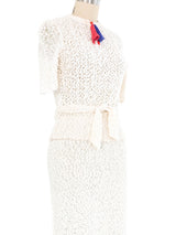 Ivory Knit Tassel Pull Ensemble Suit arcadeshops.com