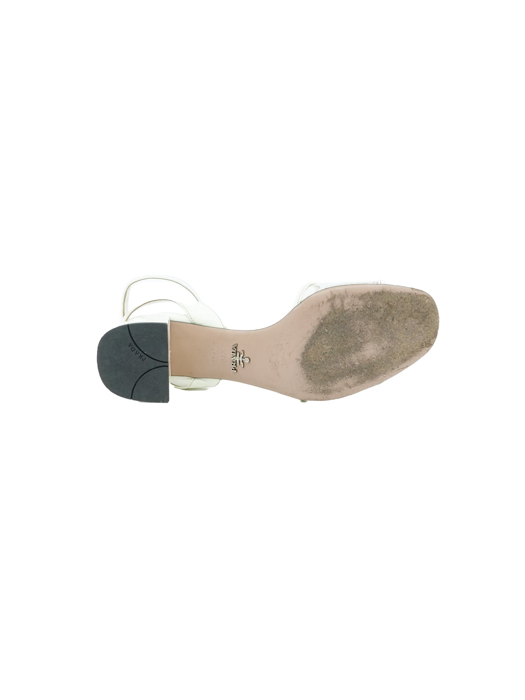 Prada White PVC and Patent Leather Sandals, 38.5