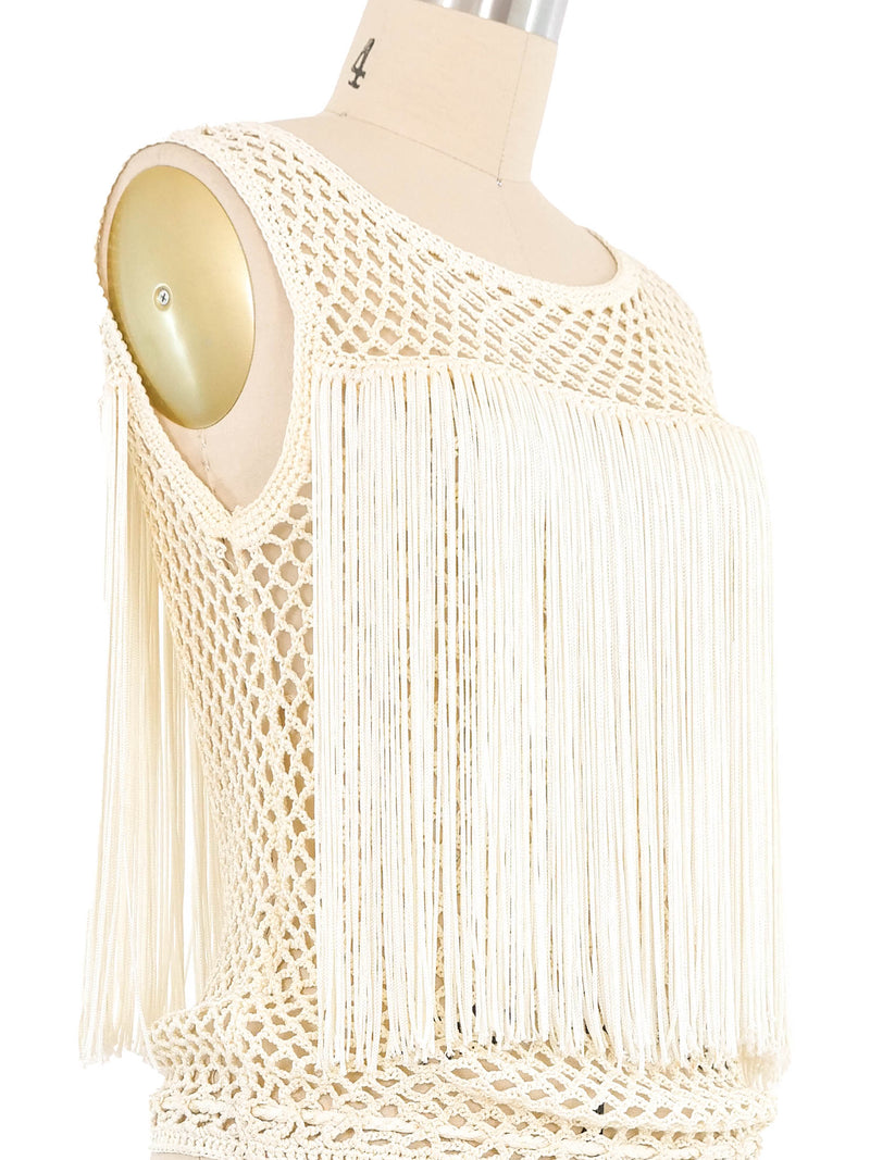 Valentino Fringed Crochet Top Top arcadeshops.com