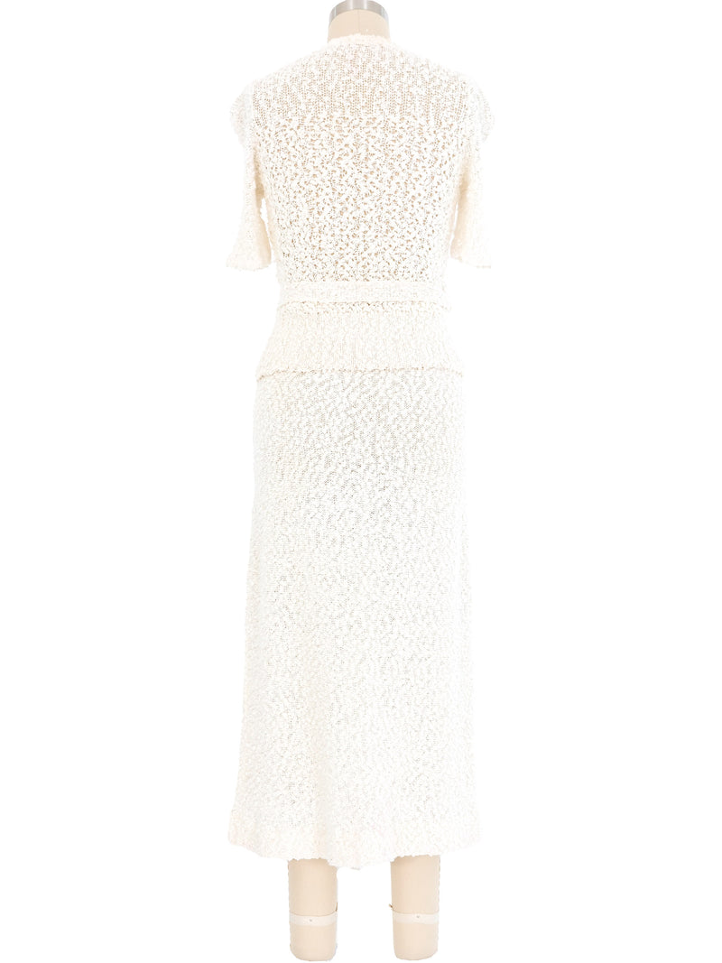 Ivory Knit Tassel Pull Ensemble Suit arcadeshops.com