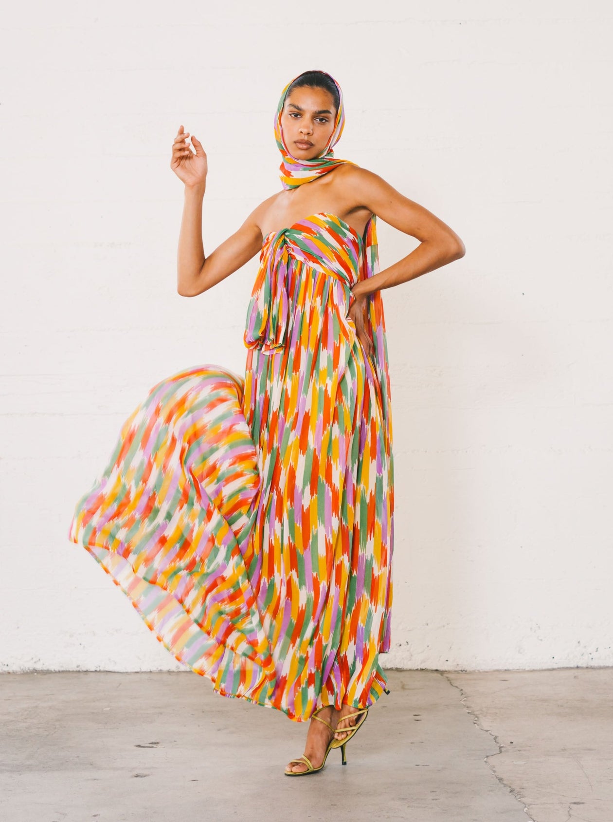Givenchy Striped Strapless Chiffon Dress