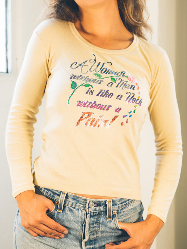 1970s Woman Without A Man Long Sleeve Tee T-Shirt arcadeshops.com