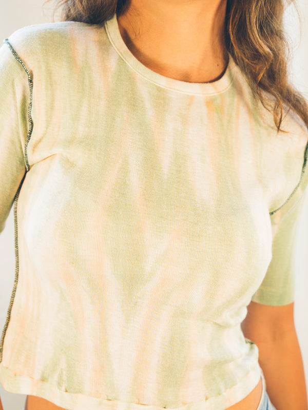 Cropped Tie Dye Exposed Seam Tee T-Shirt arcadeshops.com