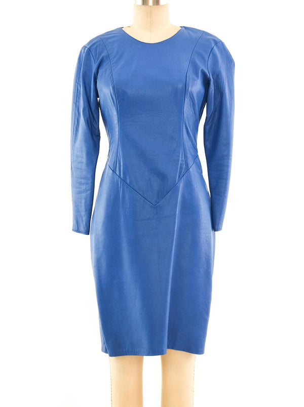 Cobalt Blue Leather Mini Dress