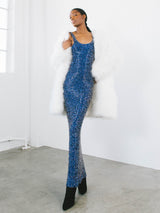 Young Sook Hahn Blue Bead Embellished Gown Dress arcadeshops.com