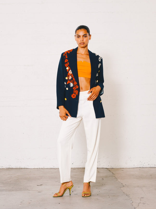 Jean Paul Gaultier Hibiscus Flower Embellished Blazer Jacket arcadeshops.com