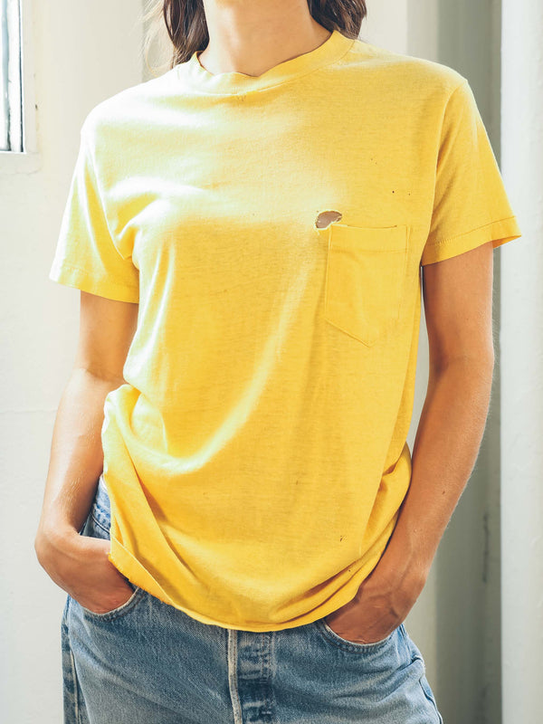 Yellow Distressed Pocket Tee T-Shirt arcadeshops.com
