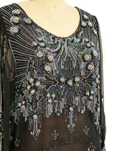 Beaded Silk Chiffon Dress Dress arcadeshops.com