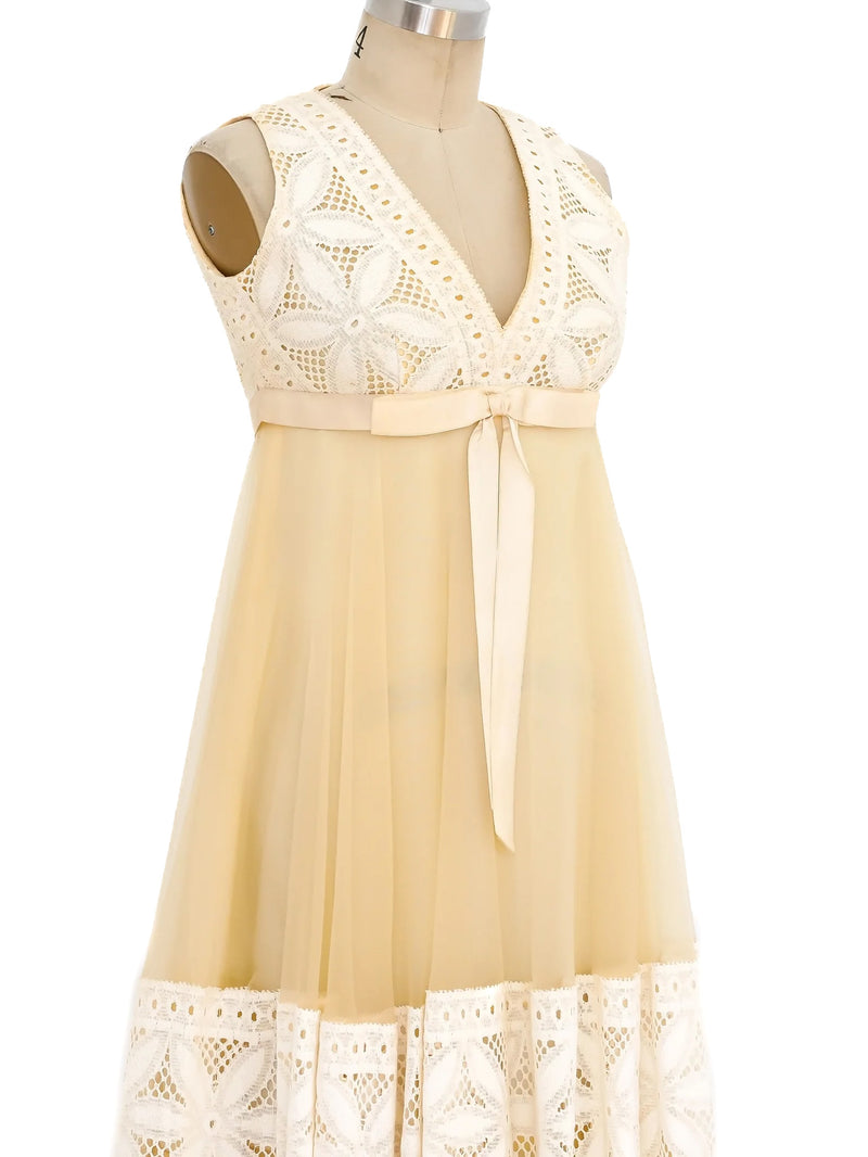Jean Varon Lace Trimmed Chiffon Dress Dress arcadeshops.com