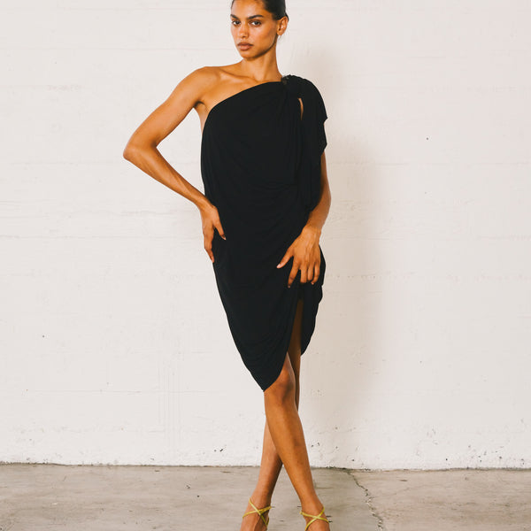 Jean Paul Gaultier Draped Jersey One Shoulder Dress