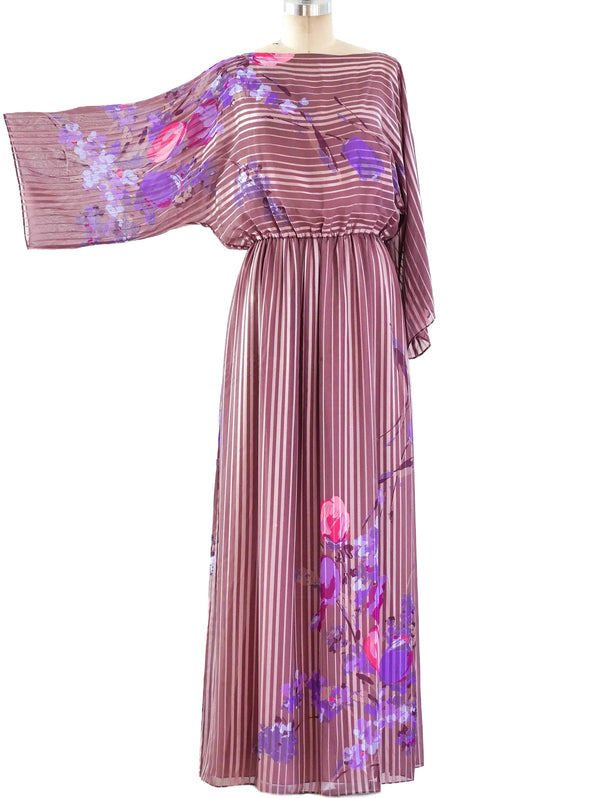 Hanae Mori Floral Chiffon Gown Dress arcadeshops.com