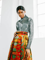 Issey Miyake Metallic Gray Mock Neck Top Top arcadeshops.com