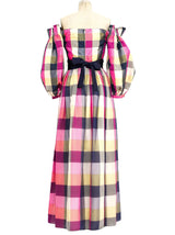 Michael Novarese Off The Shoulder Gingham Maxi Dress Dress arcadeshops.com