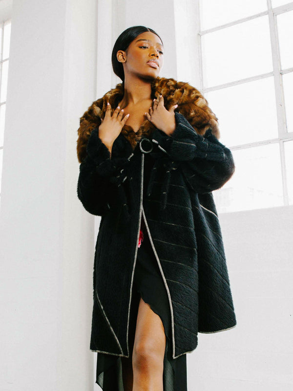 Fendi Fur Trimmed Swing Coat