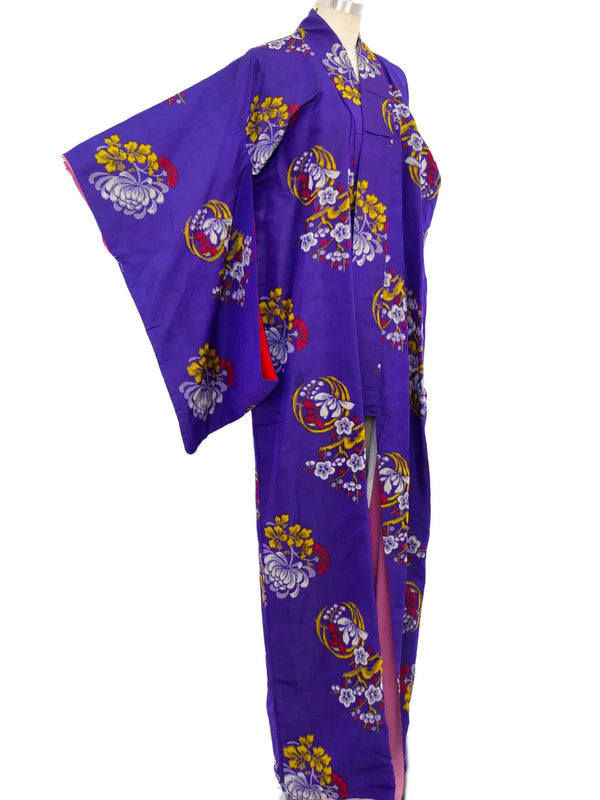Purple Floral Printed Kimono Jacket arcadeshops.com