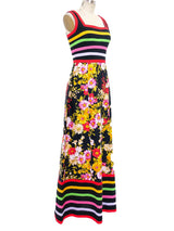 Rainbow Striped Floral Tank Dress Dress arcadeshops.com