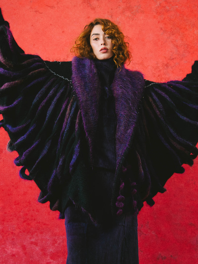 Art To Wear Purple Mohair Batwing Sweater Jacket arcadeshops.com