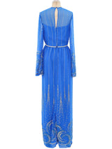 Glitter Embellished Blue Chiffon Maxi Dress Dress arcadeshops.com