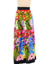 Fiandaca Japanese Garden Print Silk Maxi Skirt Bottom arcadeshops.com