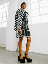 2019 Celine Studded Checkered Fur Coat