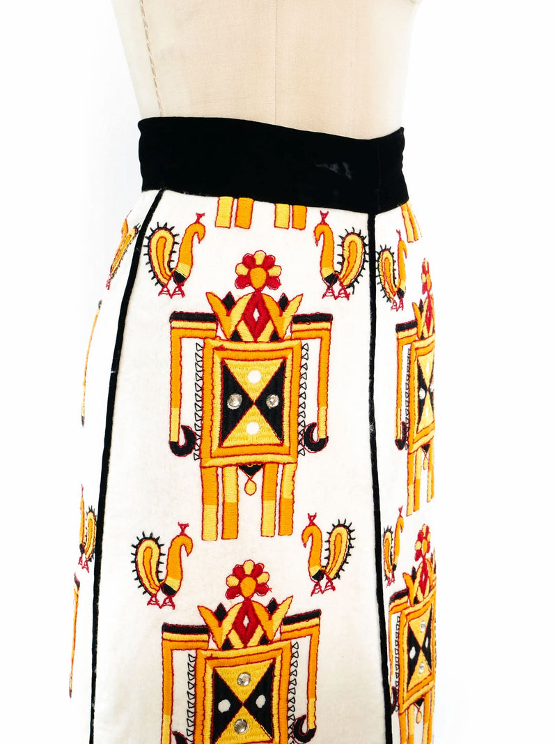 Malcolm Starr Embroidered Maxi Skirt Bottom arcadeshops.com