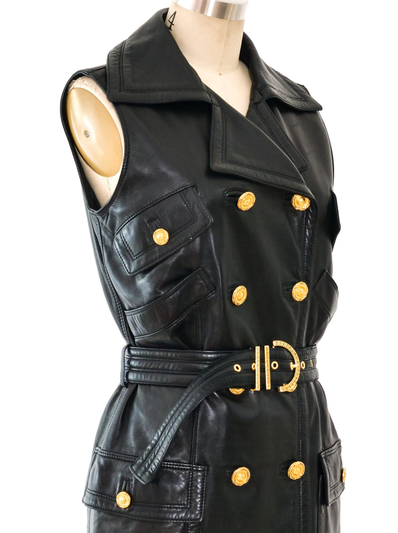 Gianni Versace Belted Leather Dress Dress arcadeshops.com