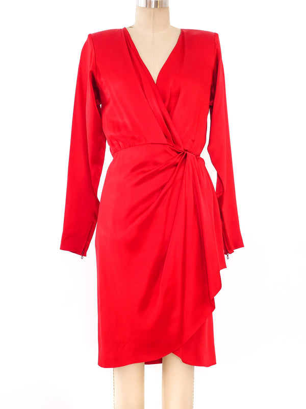 Yves Saint Laurent Satin Wrap Dress Dress arcadeshops.com