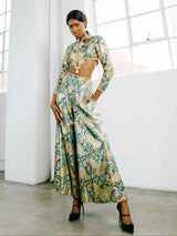 1960s Malcolm Starr Open Midriff Paisley Ensemble