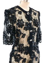 Adolfo Sequined Lace Dress Dress arcadeshops.com