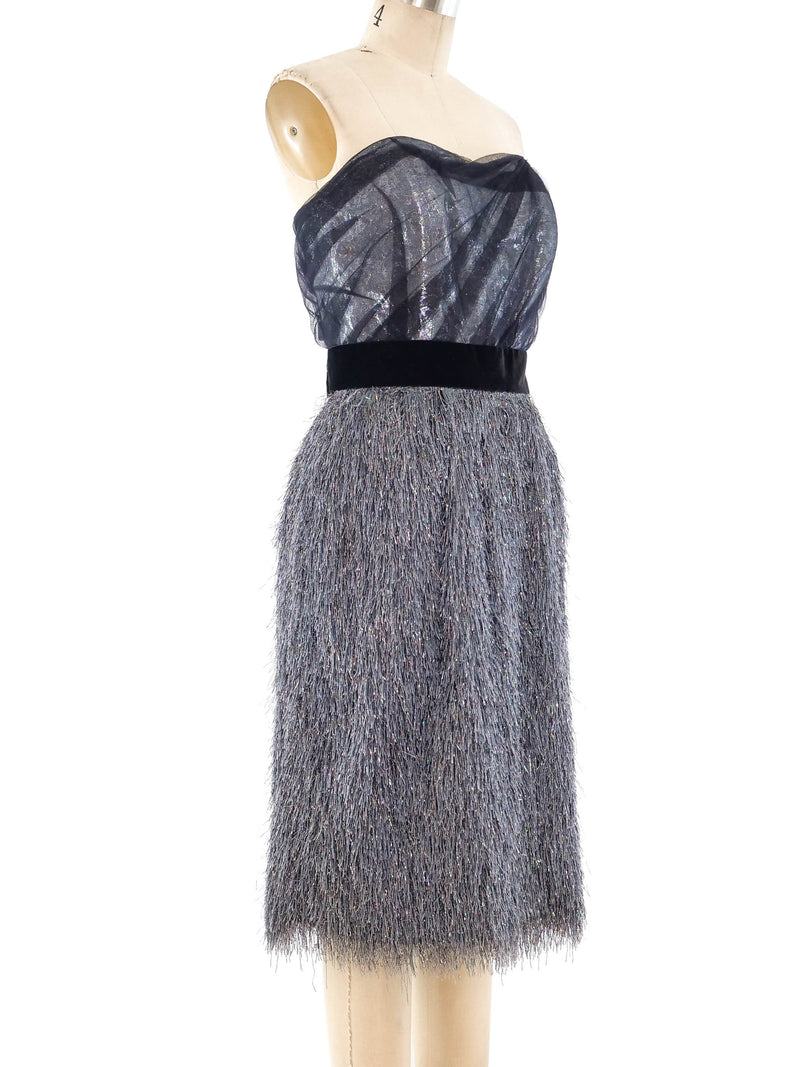 Bill Blass Tinsel Shag Strapless Dress Dress arcadeshops.com