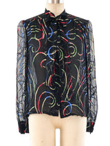 Givenchy Metallic Lurex Jacquard Silk Blouse Top arcadeshops.com